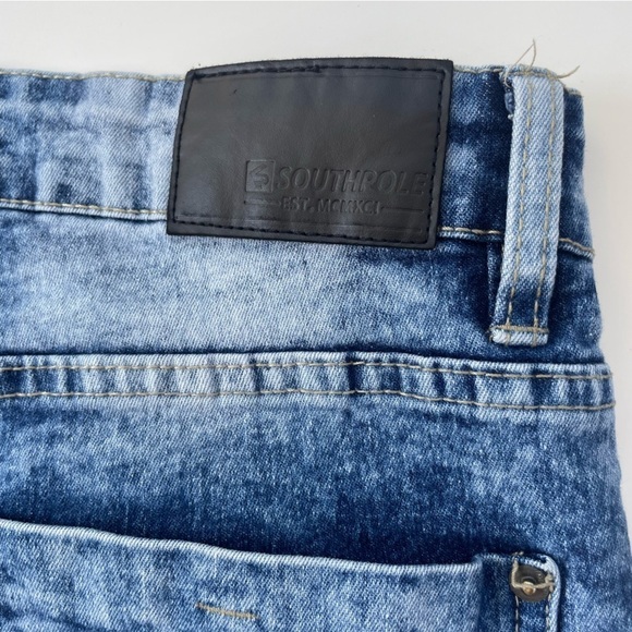 South Pole Men's Blue Acid Washed Slim Denim Jean Shorts Size 30 - Picture 4 of 9
